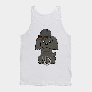 Funny black dog is ready for horse riding Tank Top